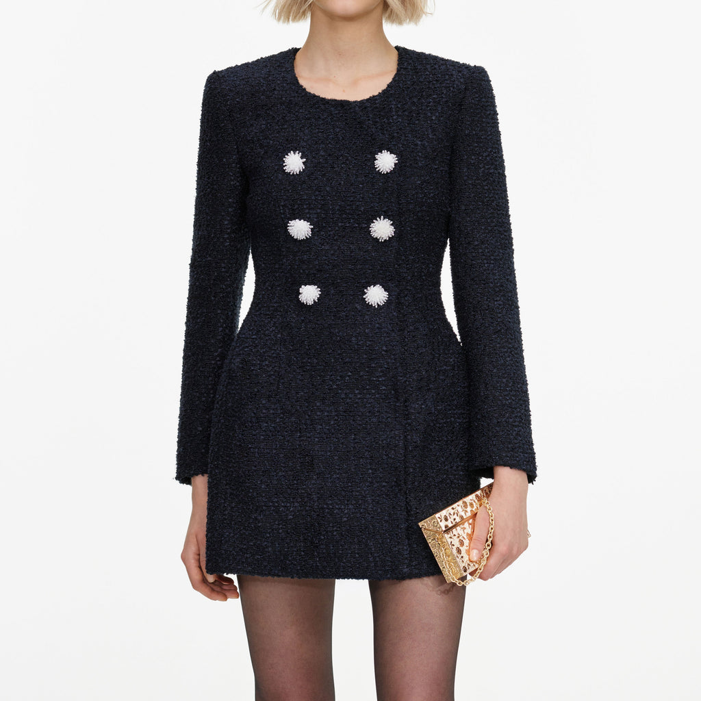 Robe courte en bouclé Bleu marine - Bleu marine