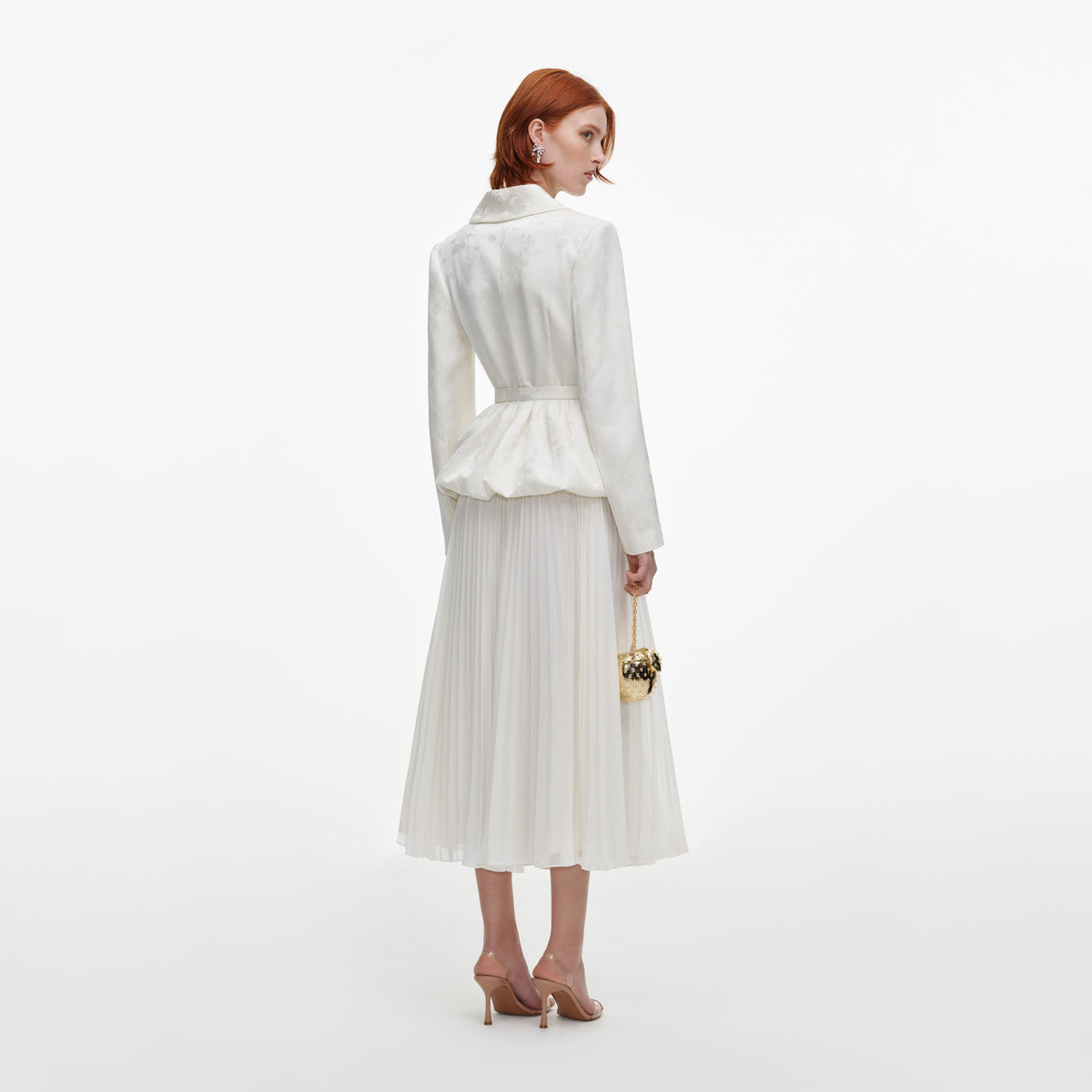 Robe mi-longue en jacquard ajustée Crème - Crème