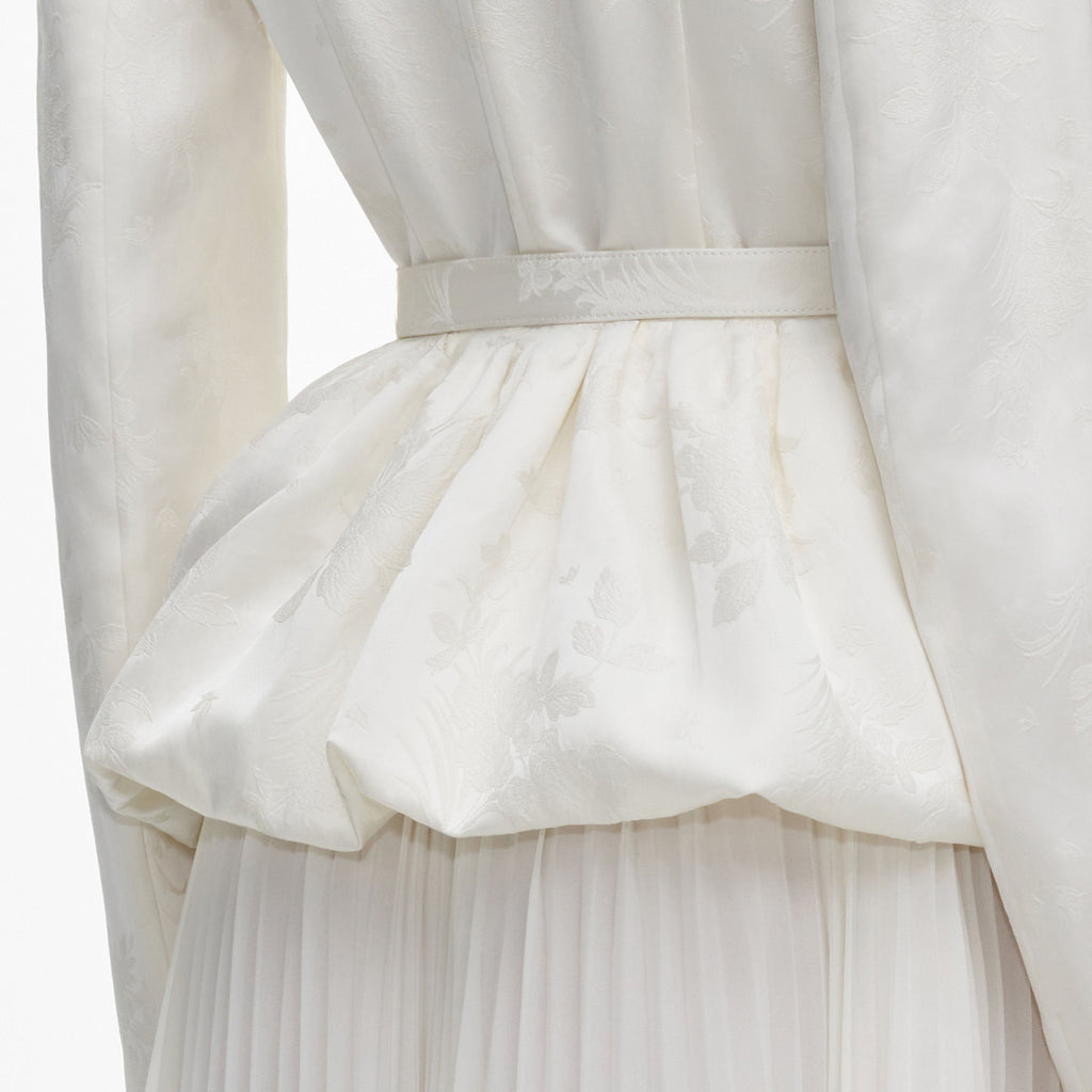 Robe mi-longue en jacquard ajustée Crème - Crème