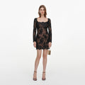 Robe courte en dentelle à sequins Noir - Noir