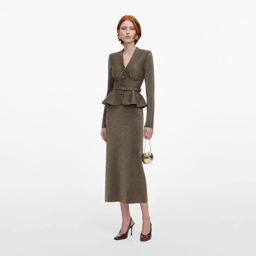 Robe mi-longue en maille ajustée Bronze - Bronze