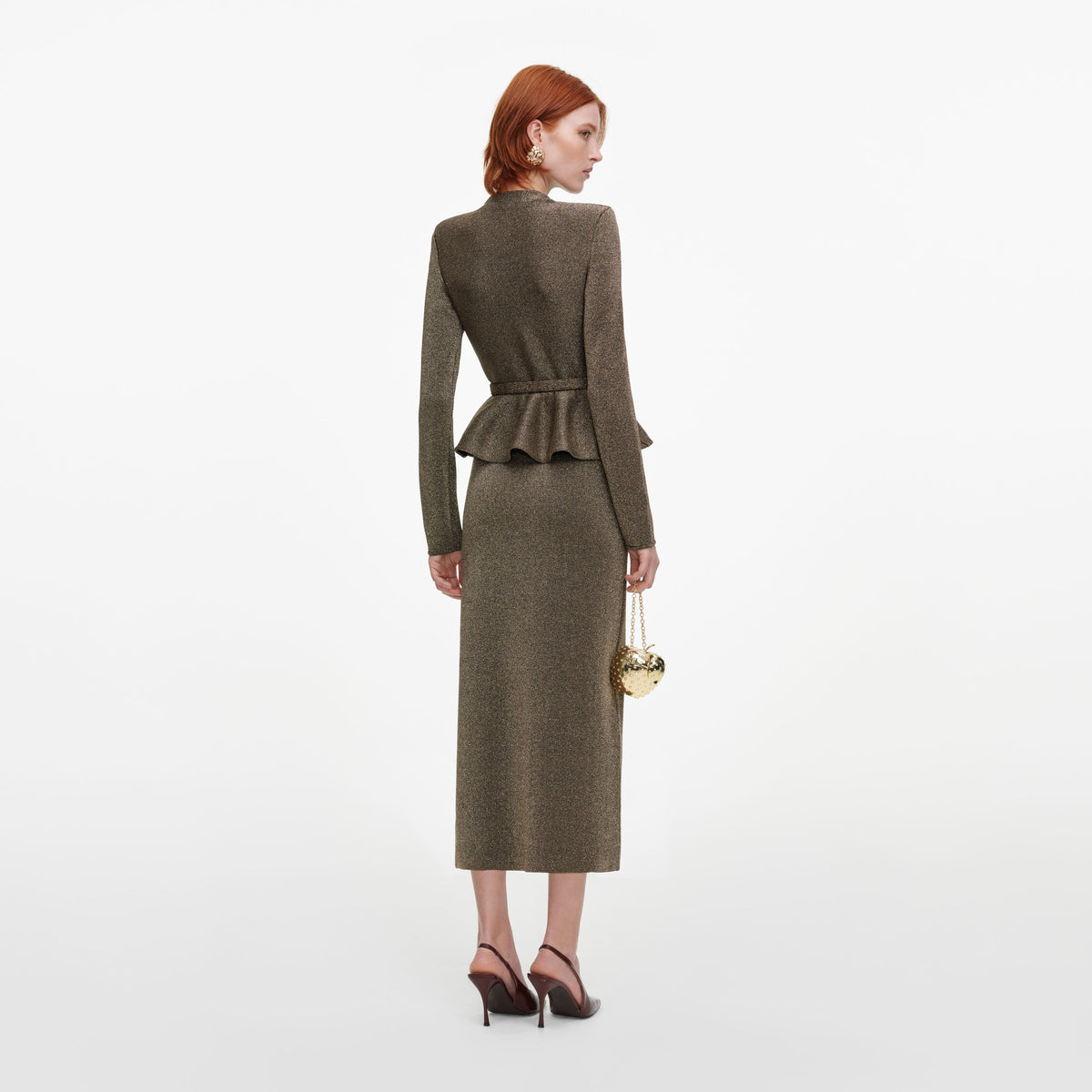 Robe mi-longue en maille ajustée Bronze - Bronze