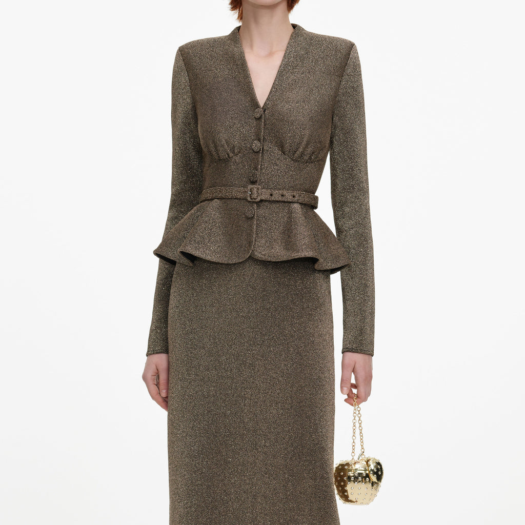 Robe mi-longue en maille ajustée Bronze - Bronze