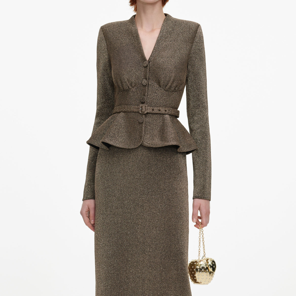 Robe mi-longue en maille ajustée Bronze - Bronze