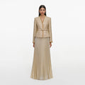 Robe longue plissée en bouclé Doré - Doré