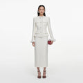 Robe mi-longue en bouclé à fleur Crème - Crème