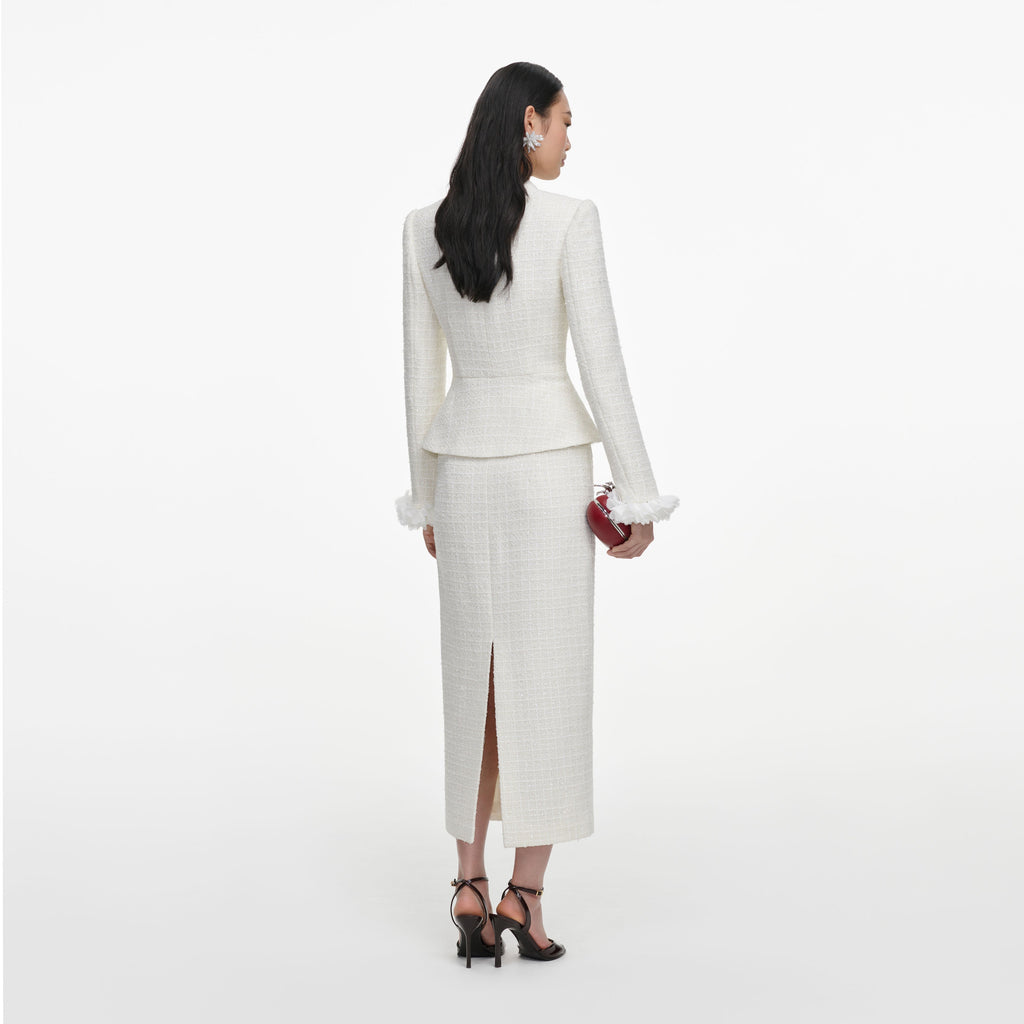 Robe mi-longue en bouclé à fleur Crème - Crème