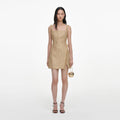 Robe courte sans manches en bouclé à sequins Doré - Doré