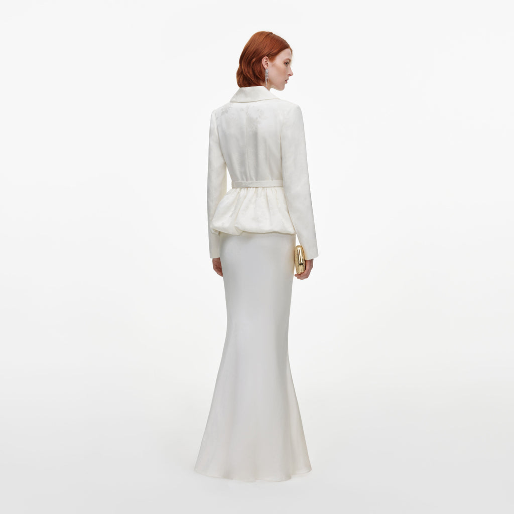 Robe longue en jacquard ajustée Crème - Crème