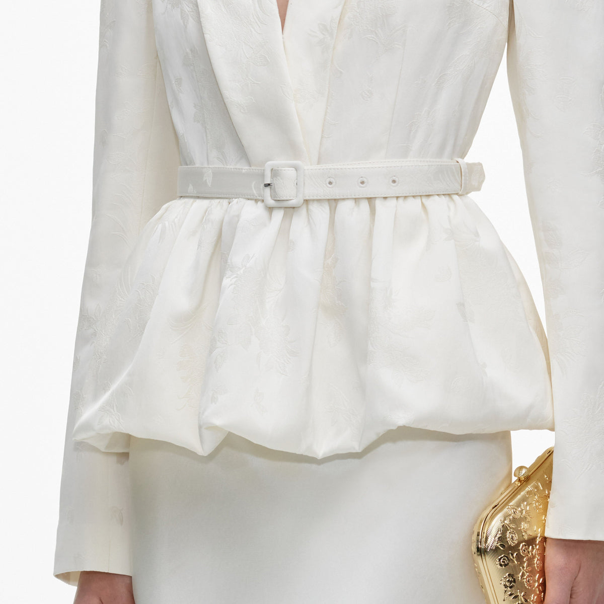 Robe longue en jacquard ajustée Crème - Crème