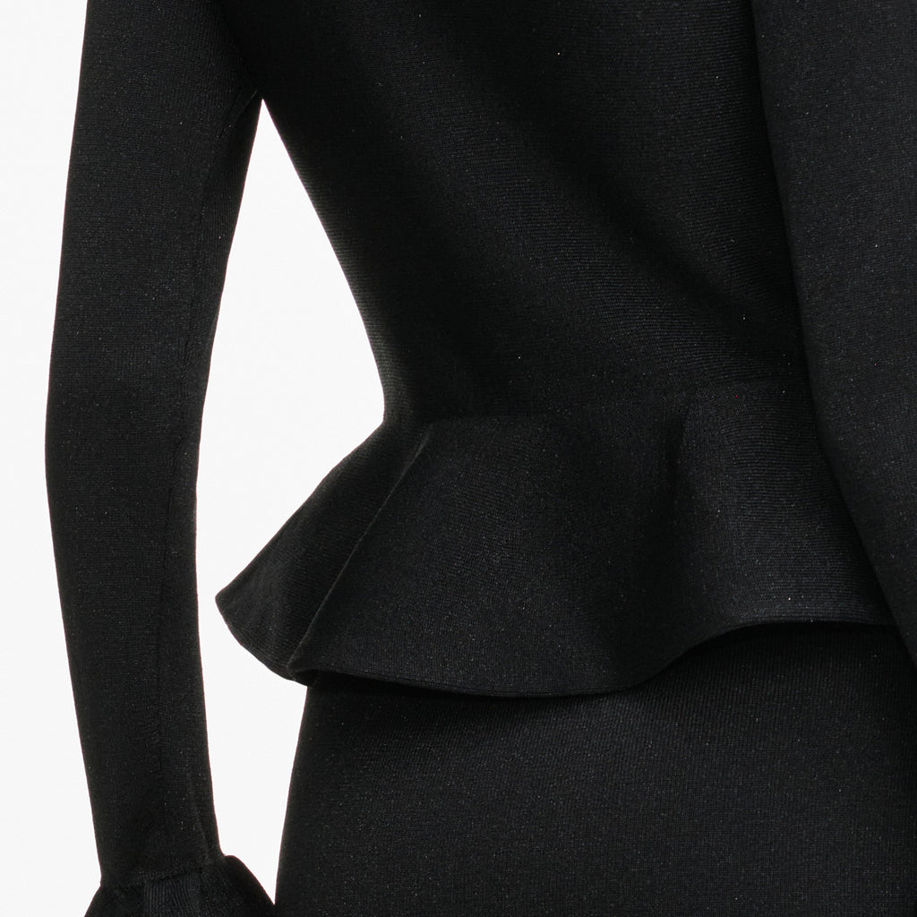 Robe mi-longue en maille à bordure de cristaux Noir - Noir
