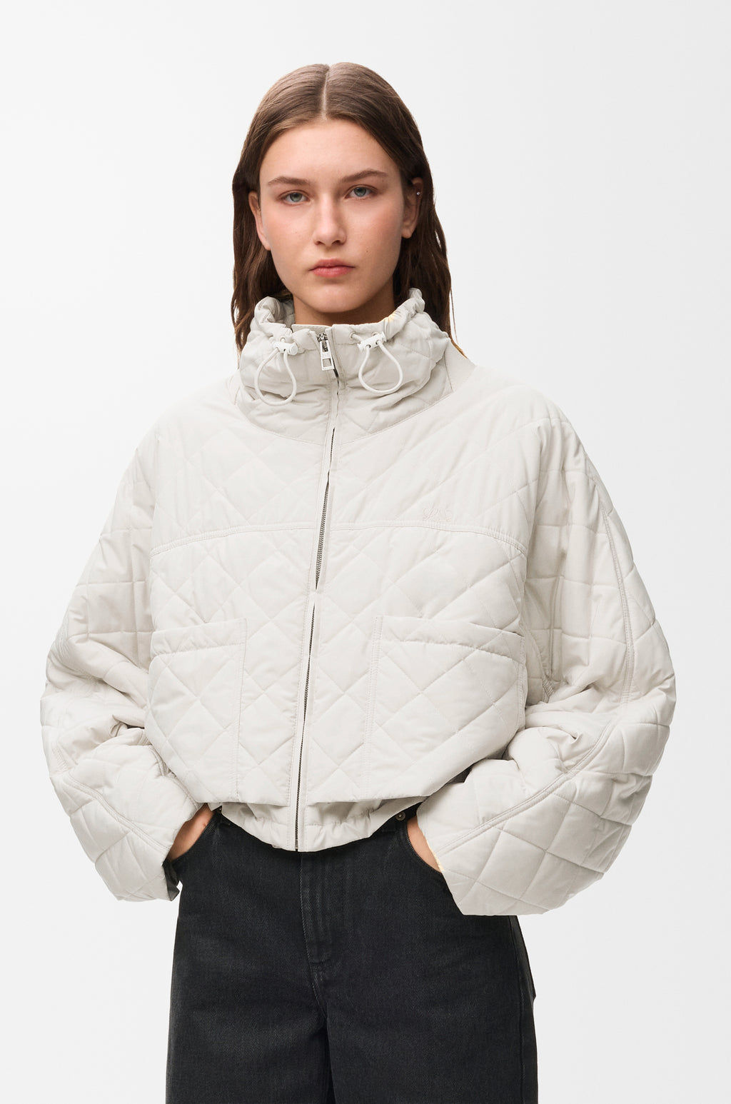 Veste matelassée en tissu technique - Écru - vue 4