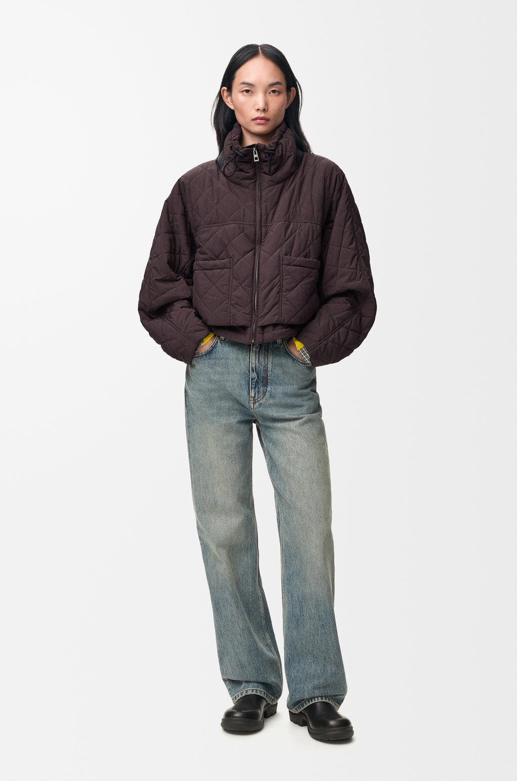 Veste matelassée en tissu technique - Marron - vue 2