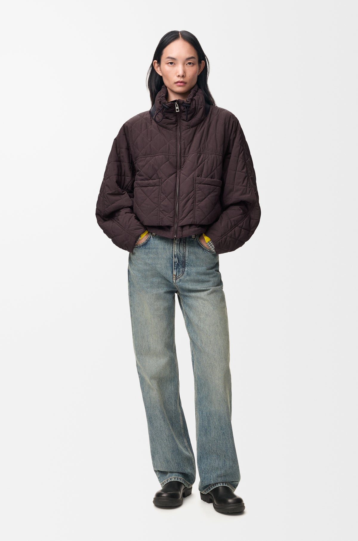 Veste matelassée en tissu technique - Marron - vue 2