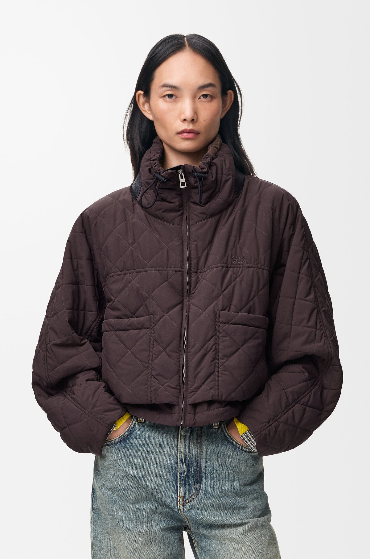 Veste matelassée en tissu technique - Marron - vue 3