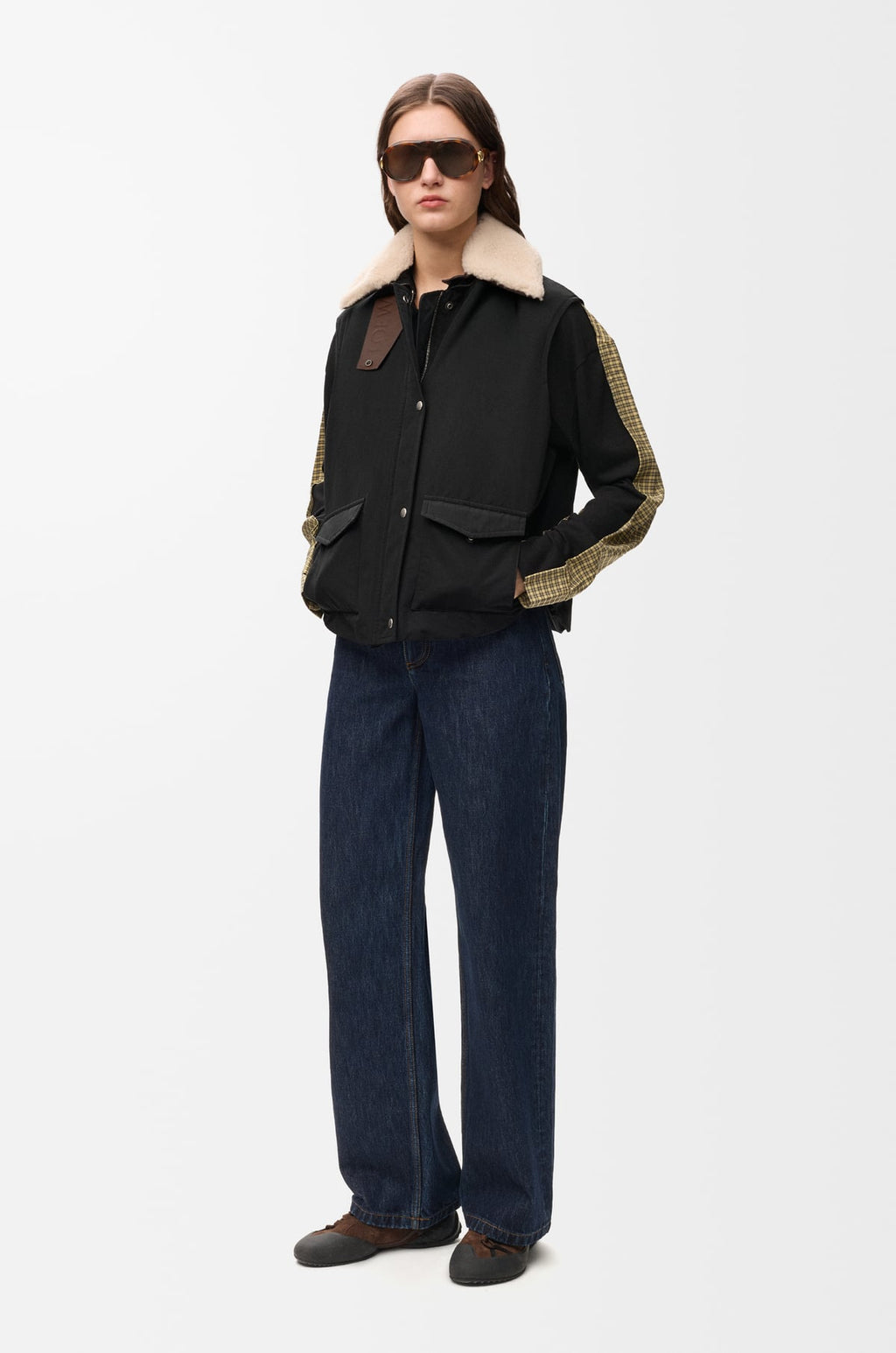 Veste sans manches en coton technique - Noir - vue 2