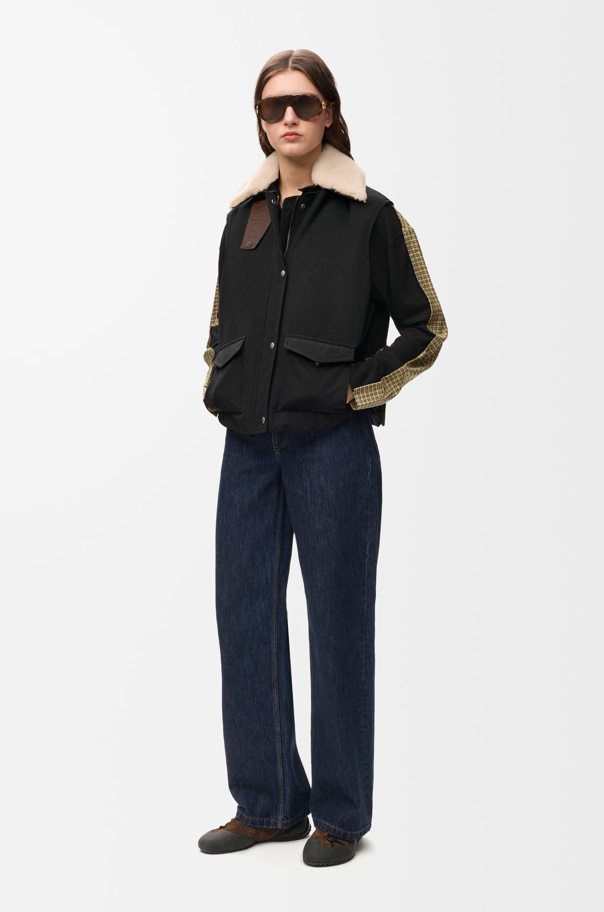 Veste sans manches en coton technique - Noir - vue 2