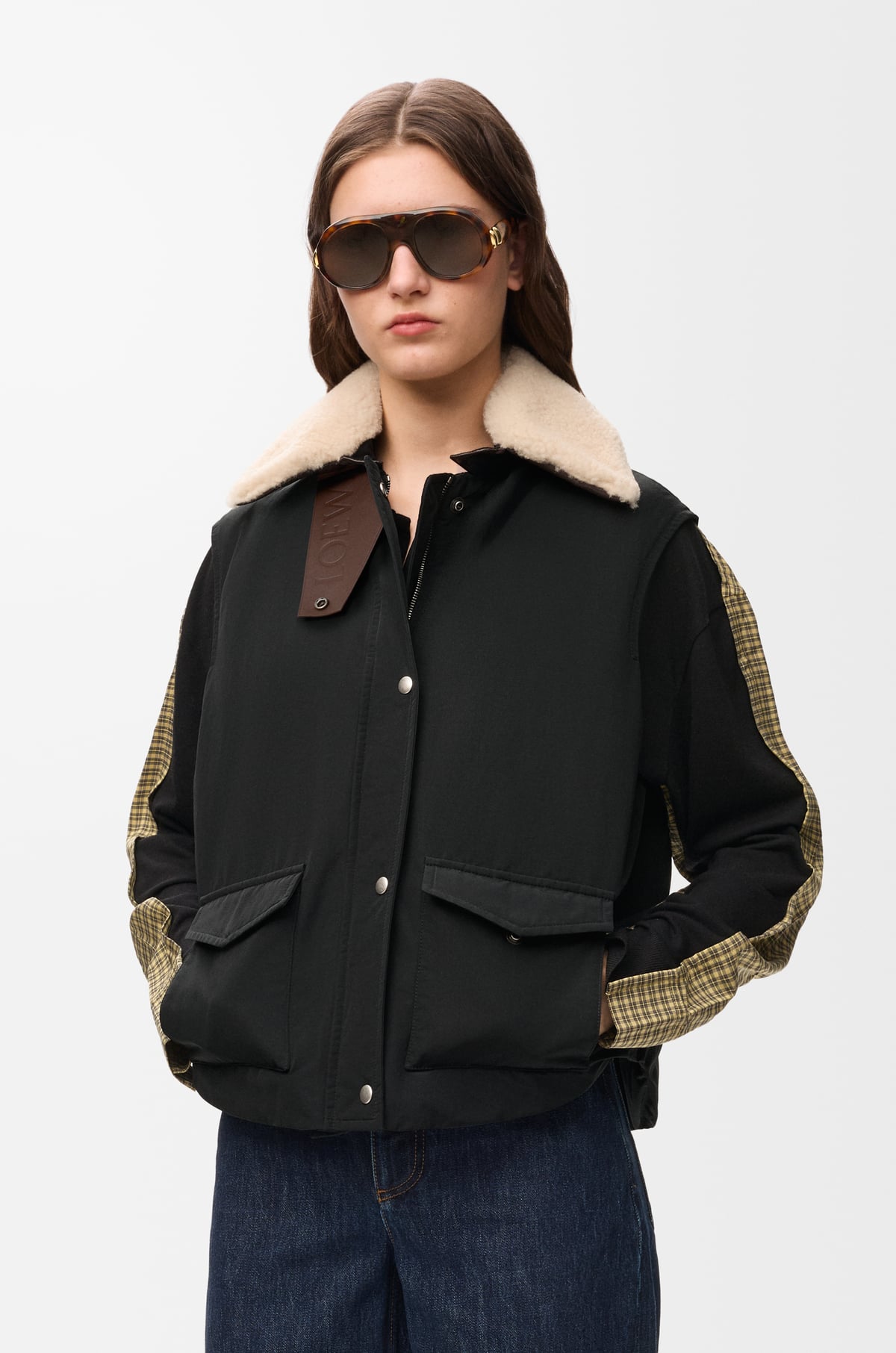 Veste sans manches en coton technique - Noir - vue 3