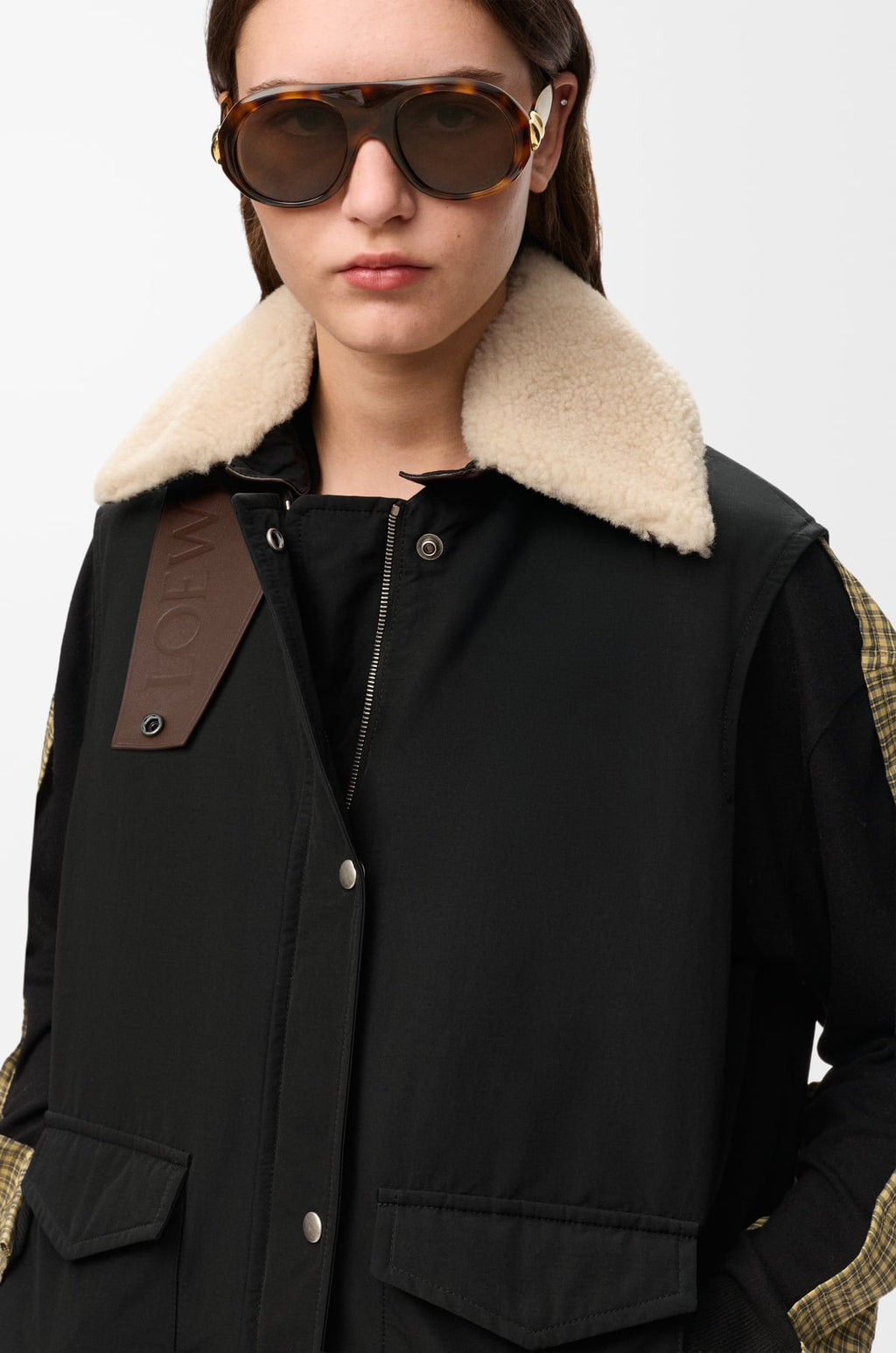 Veste sans manches en coton technique - Noir - vue 8