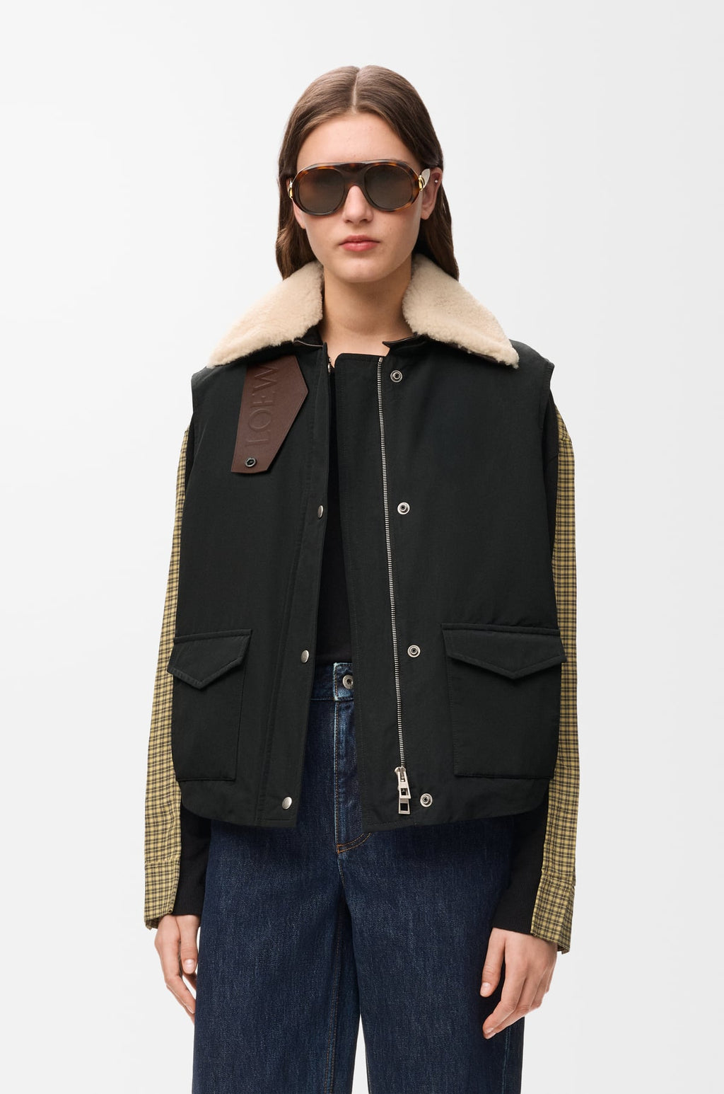 Veste sans manches en coton technique - Noir - vue 4