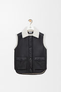Veste sans manches en peau lainée - Noir - vue 1
