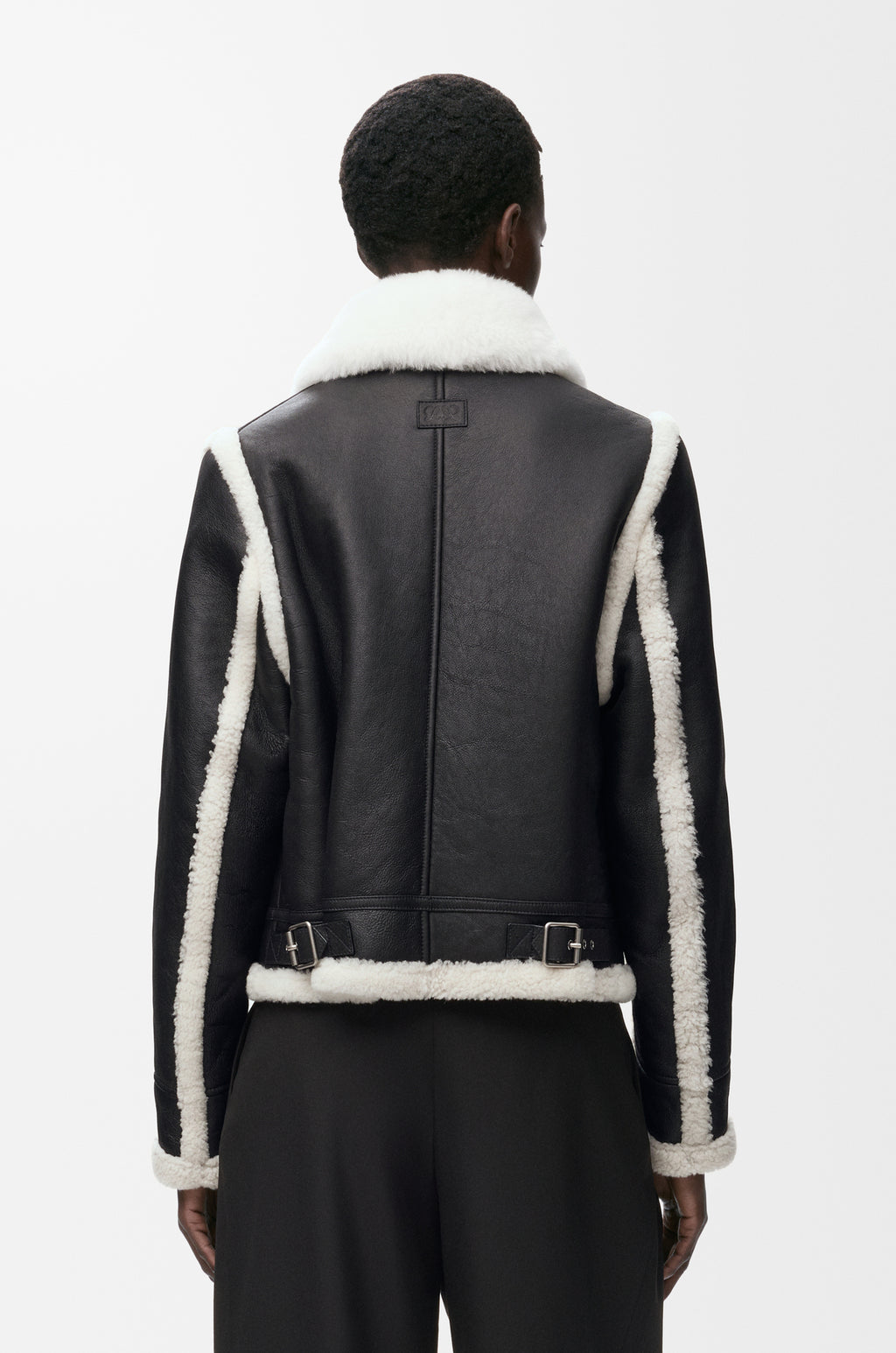 Veste en peau lainée - Noir - vue 5