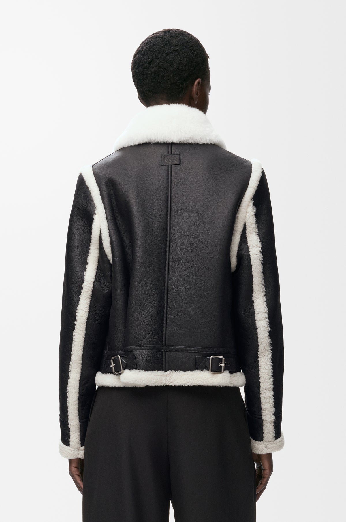 Veste en peau lainée - Noir - vue 5
