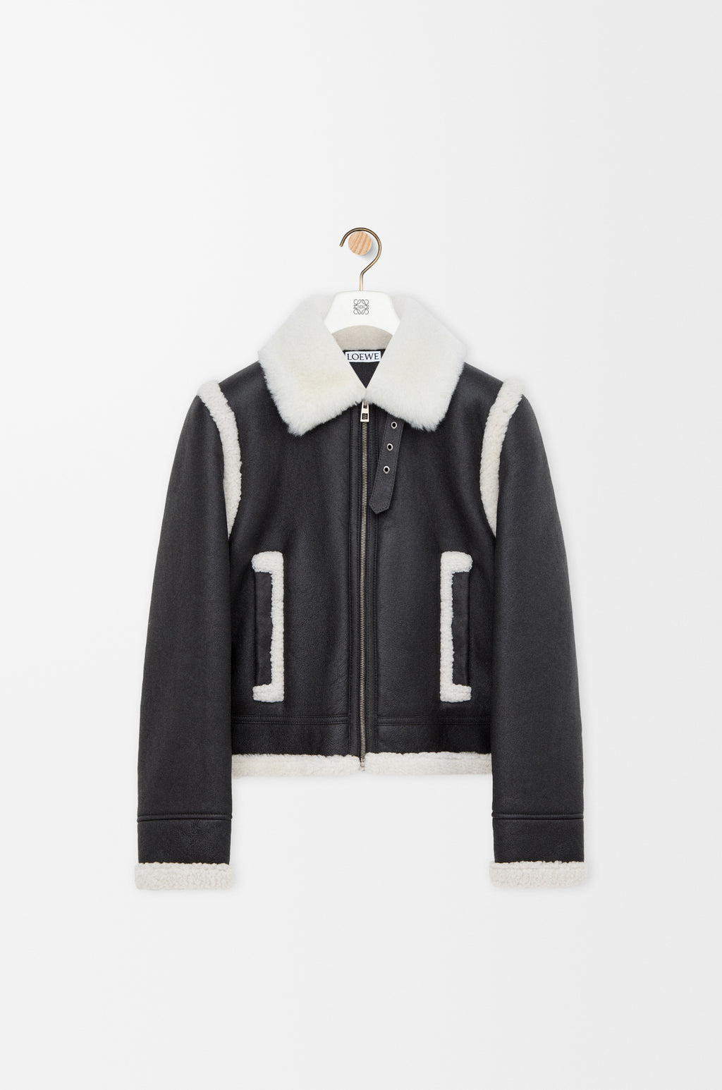 Veste en peau lainée - Noir - vue 1