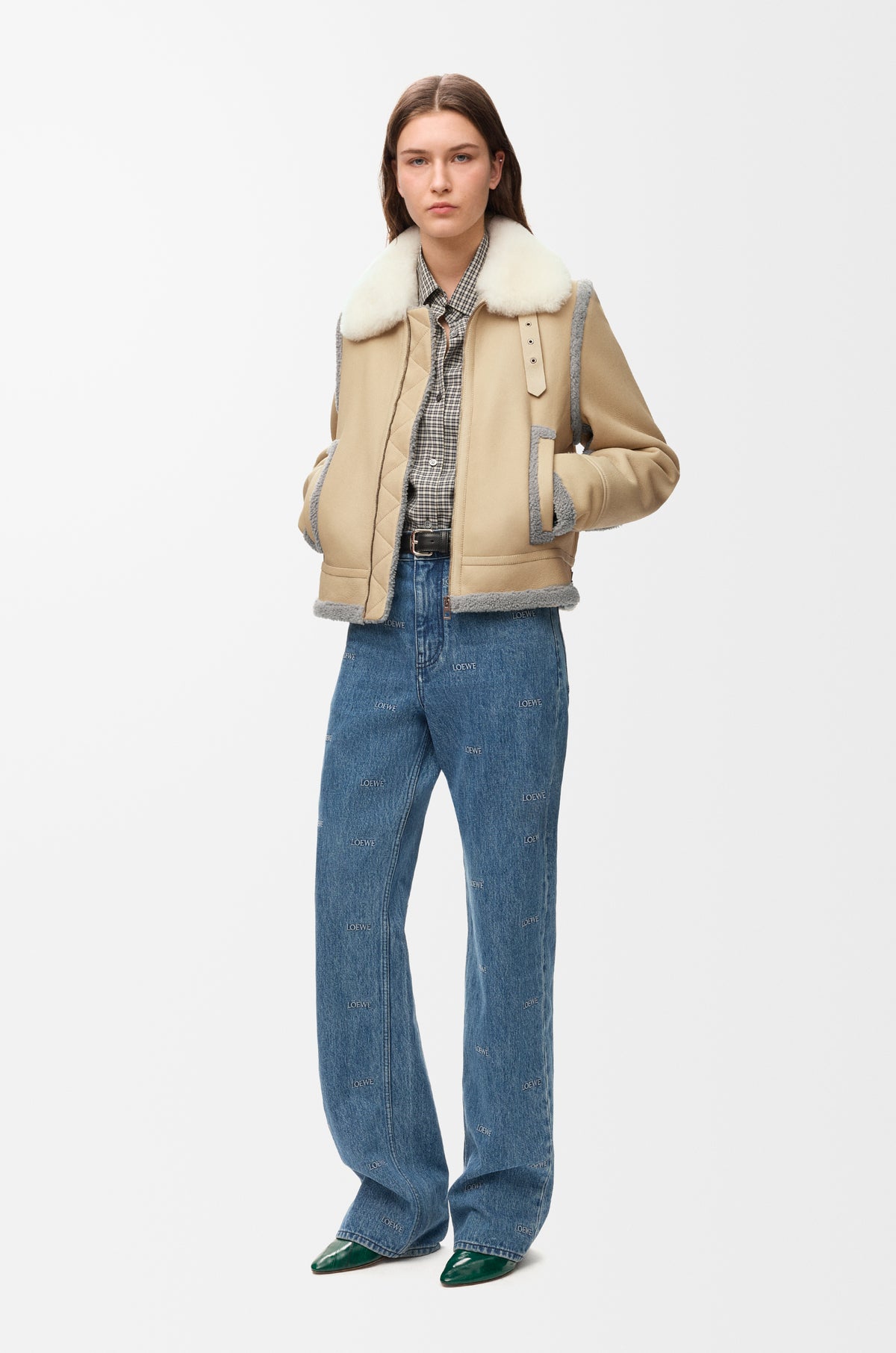 Veste en peau lainée - Beige - vue 2