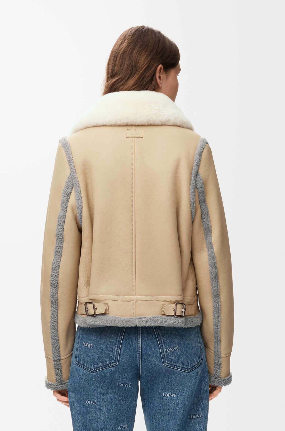 Veste en peau lainée - Beige - vue 5