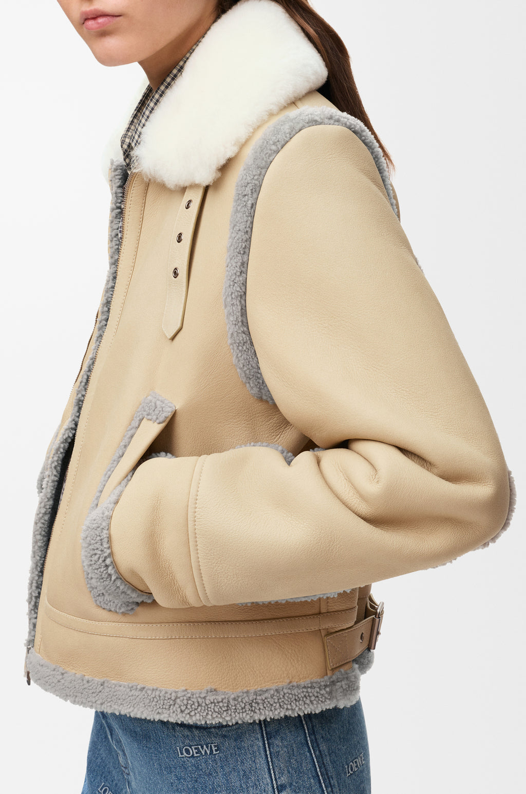 Veste en peau lainée - Beige - vue 6
