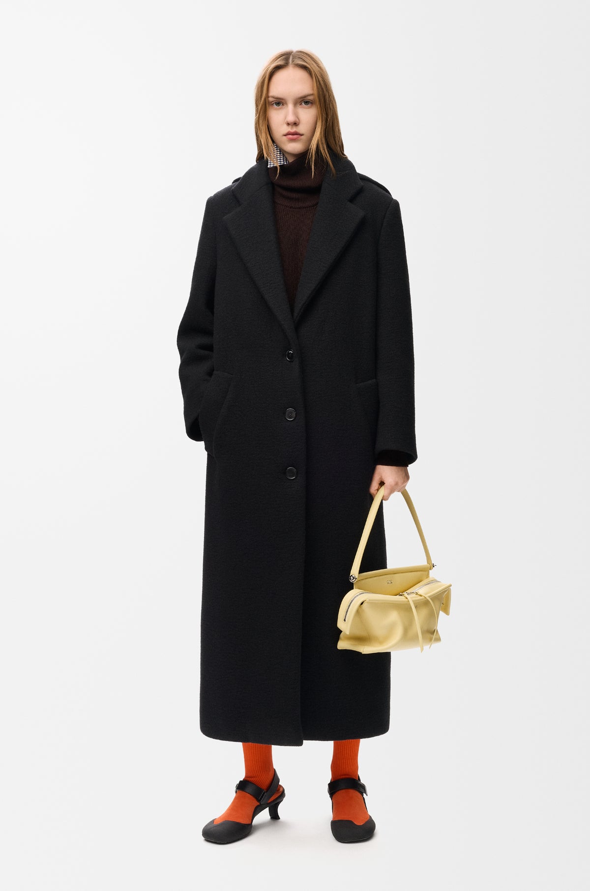 Manteau à capuche en cachemire - Noir