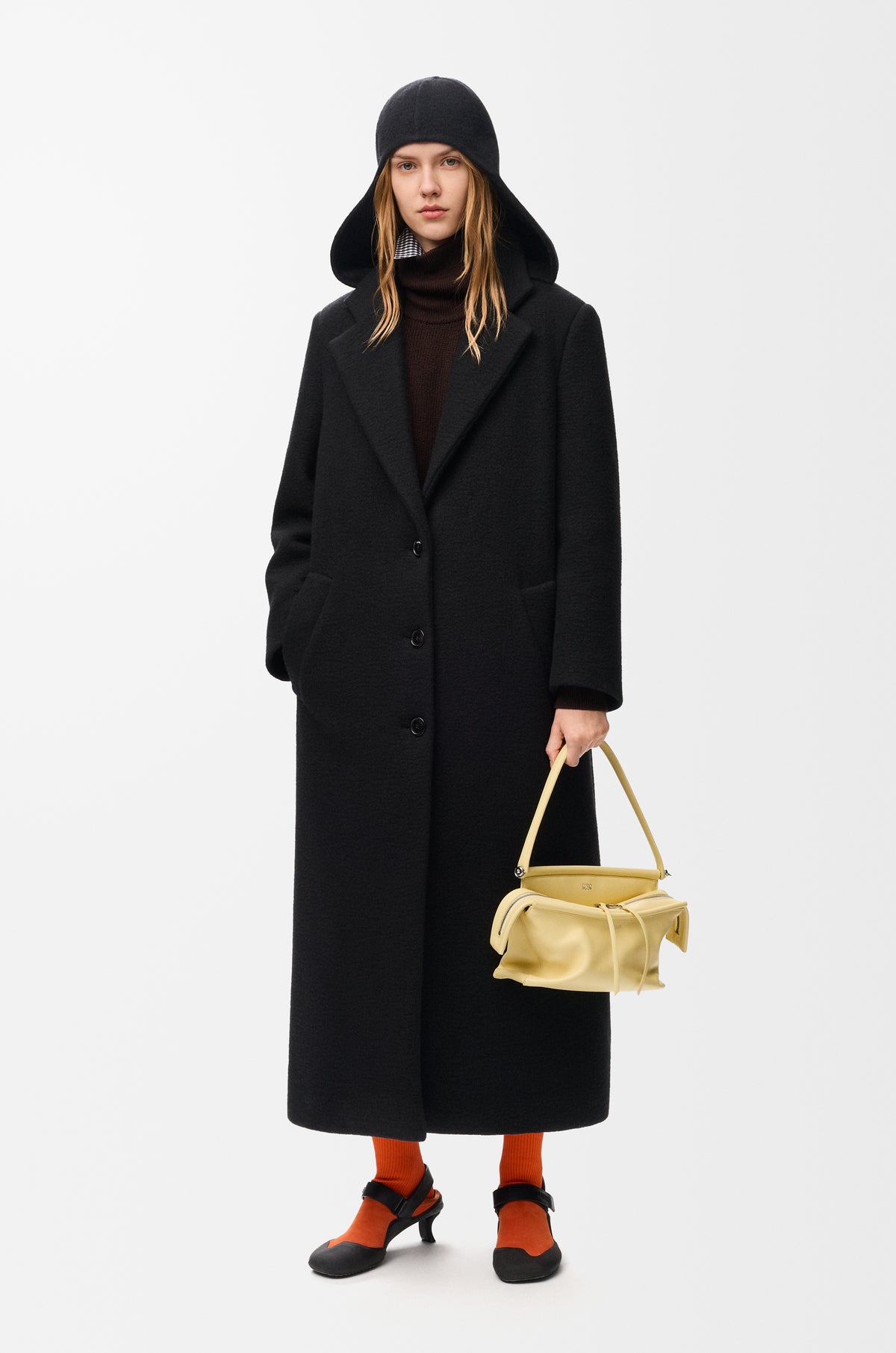 Manteau à capuche en cachemire - Noir