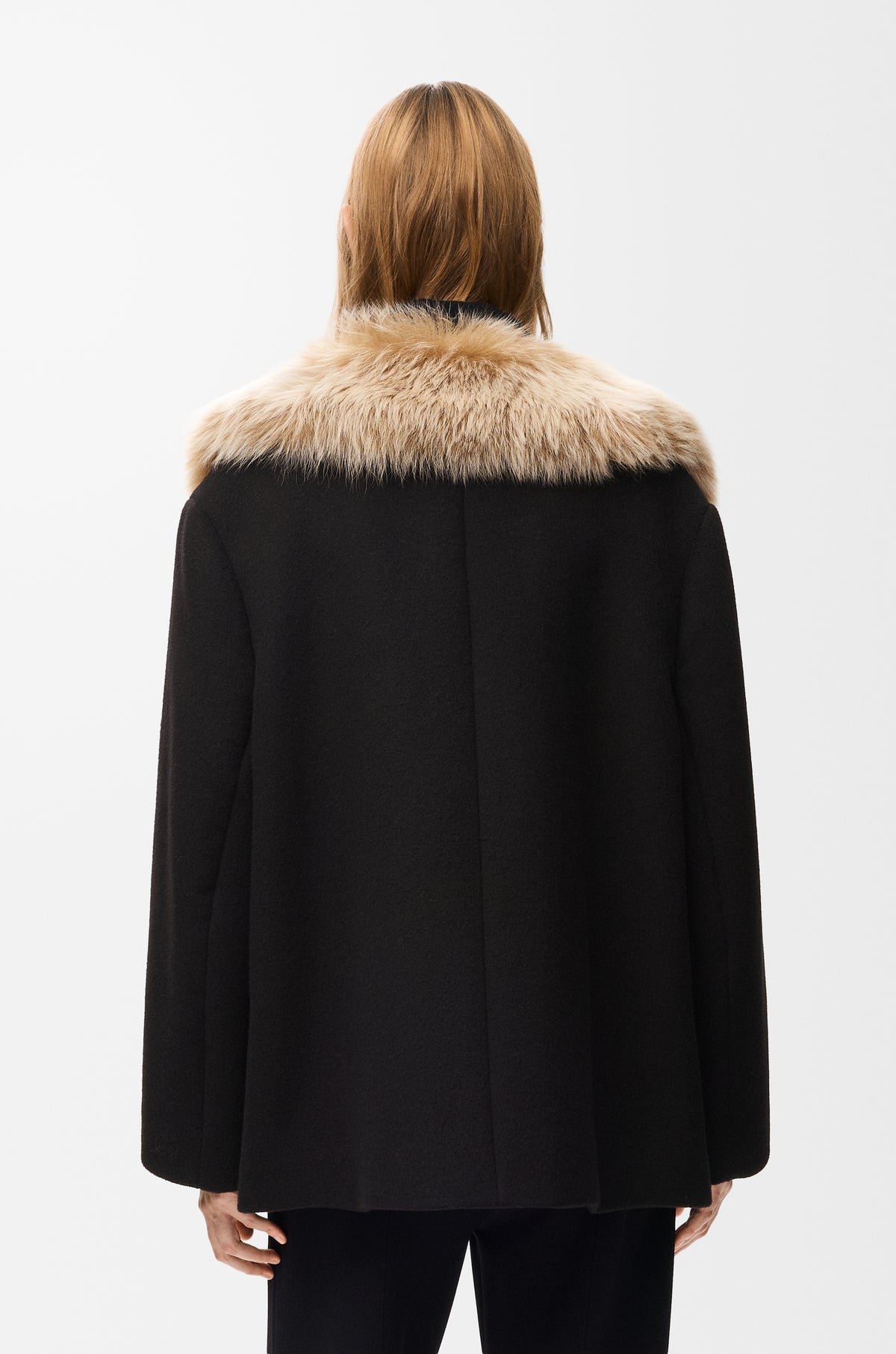 Manteau court en laine et cachemire - Noir