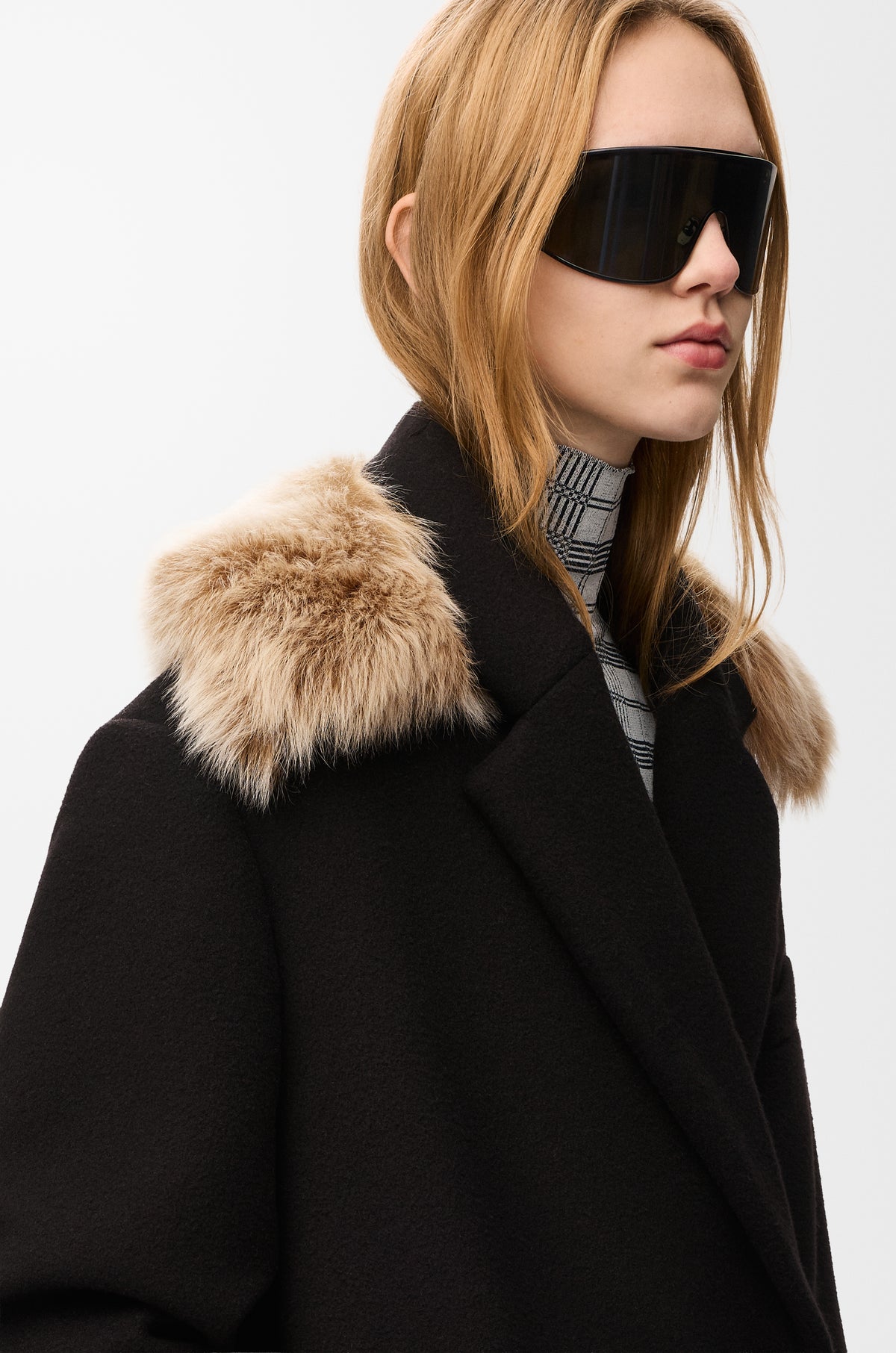 Manteau court en laine et cachemire - Noir