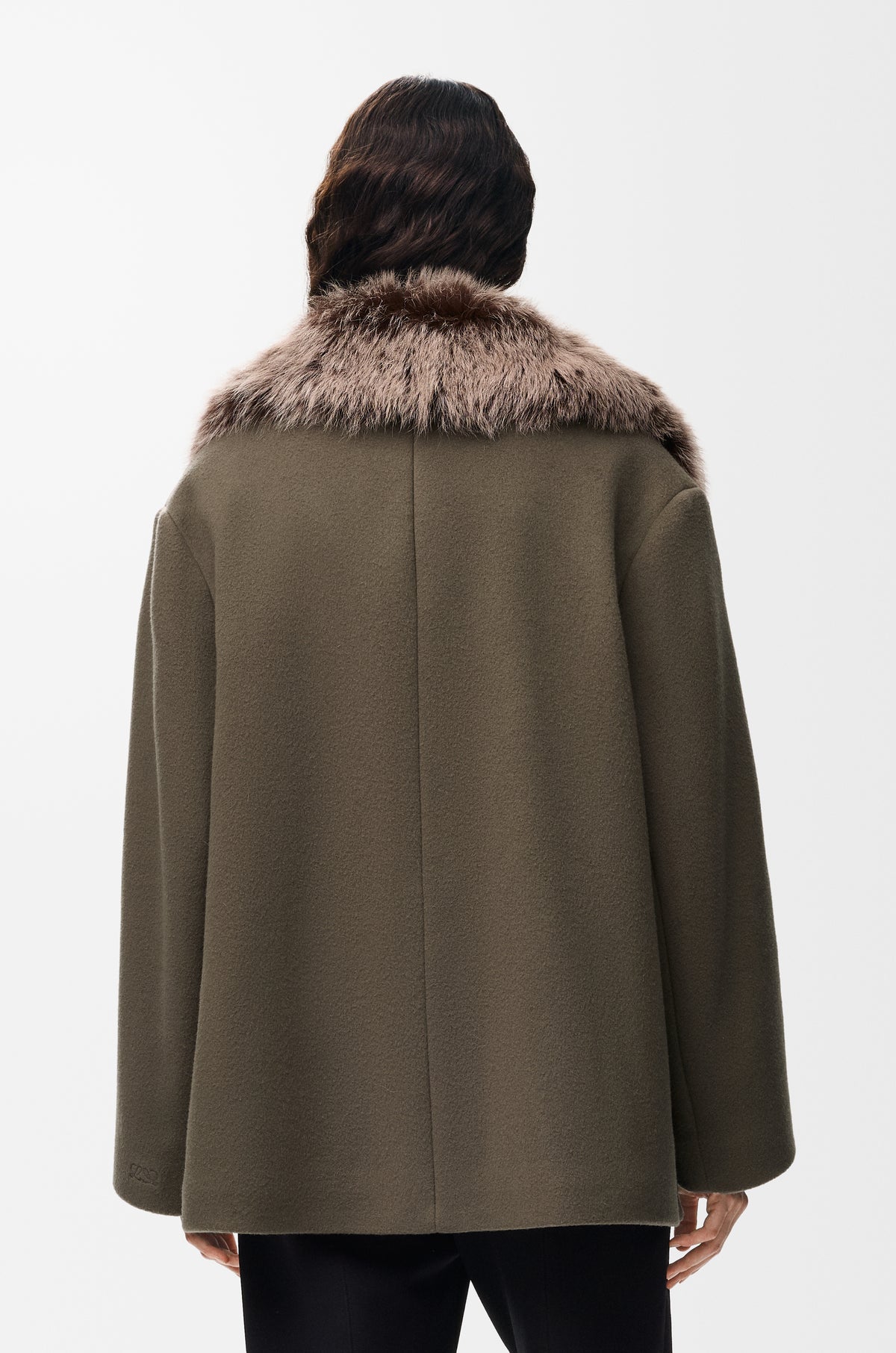 Manteau court en laine et cachemire - Gris taupe