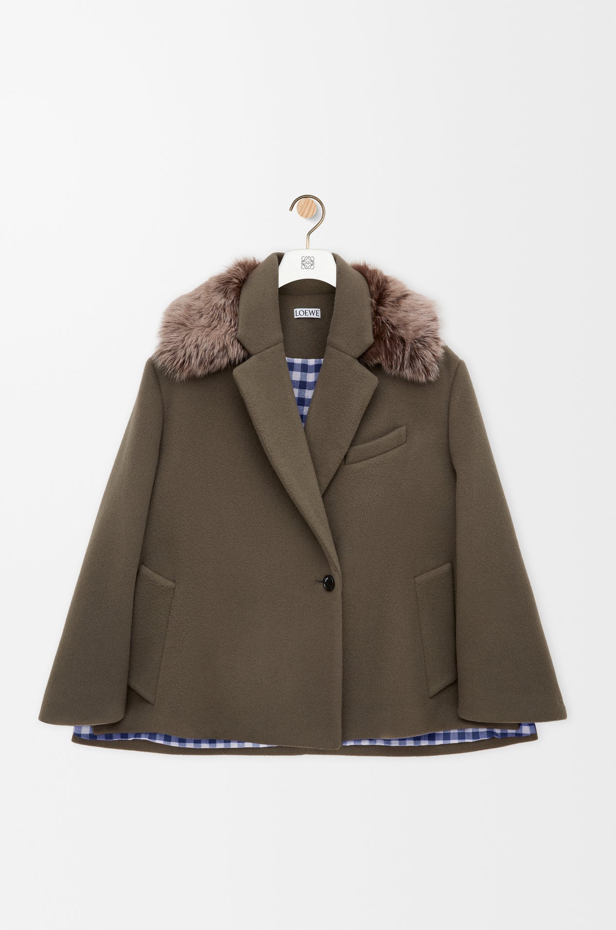 Manteau court en laine et cachemire - Gris taupe