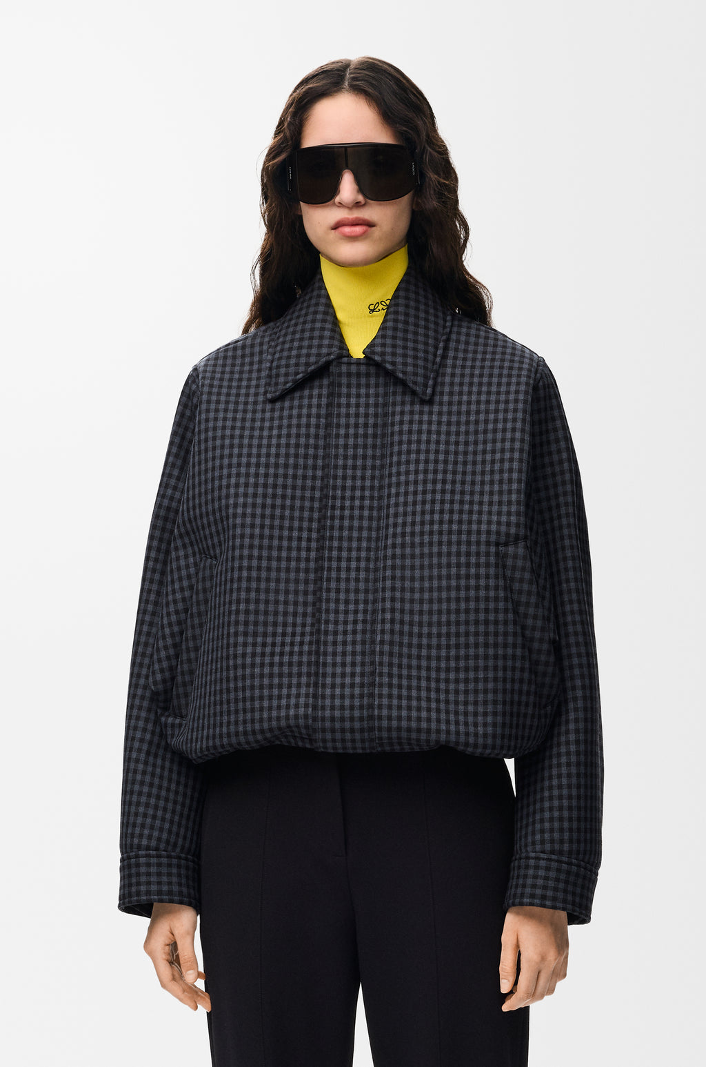 Veste à coulisse en laine - Bleu/Noir