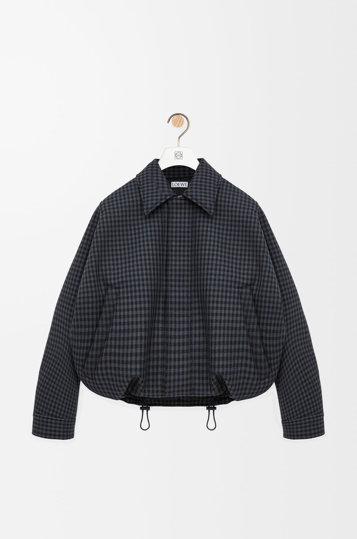 Veste à coulisse en laine - Bleu/Noir