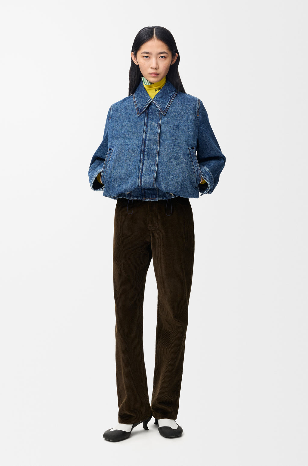 Veste en denim à coulisse - Bleu