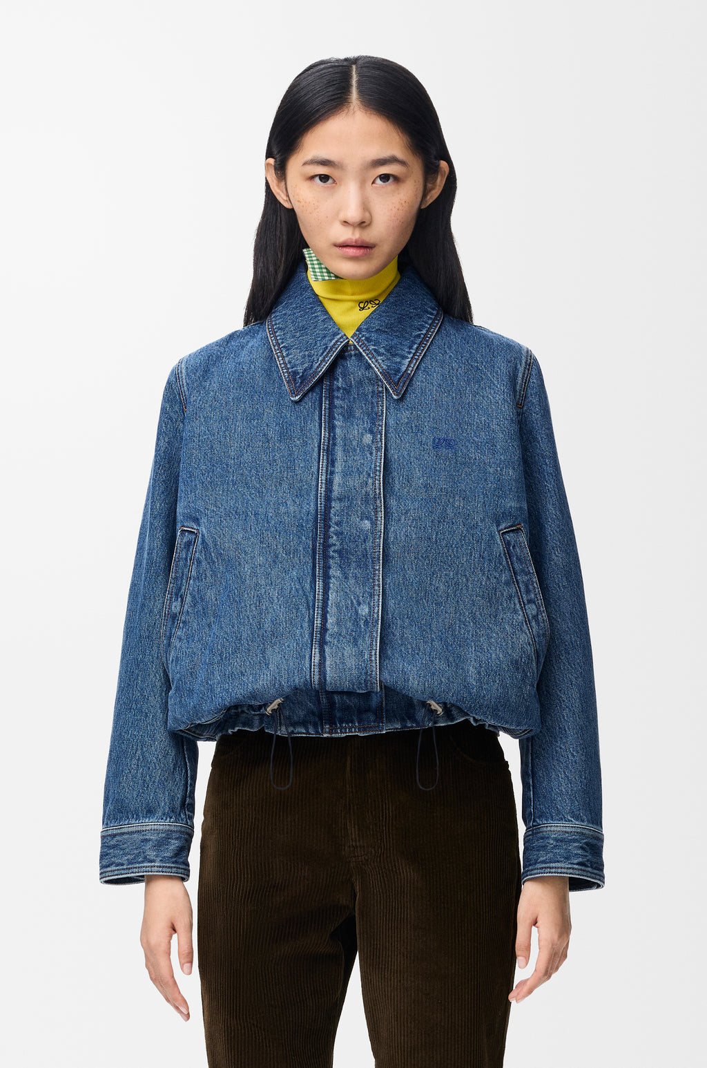 Veste en denim à coulisse - Bleu