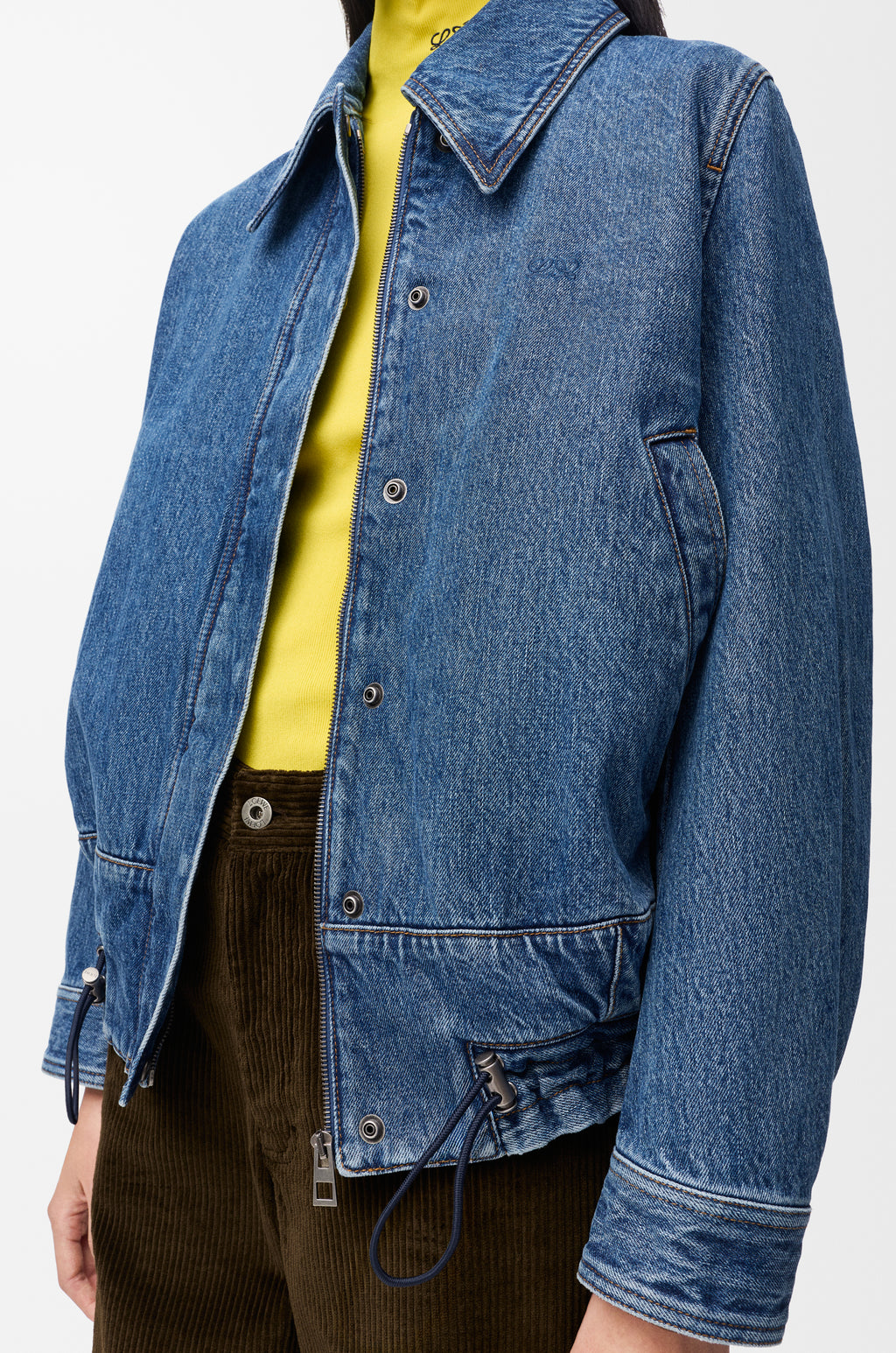 Veste en denim à coulisse - Bleu