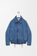Veste en denim à coulisse - Bleu