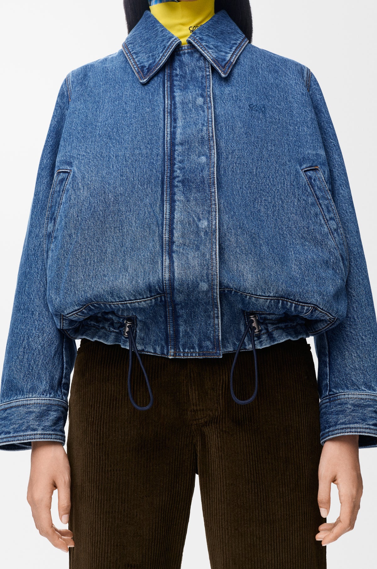 Veste en denim à coulisse - Bleu