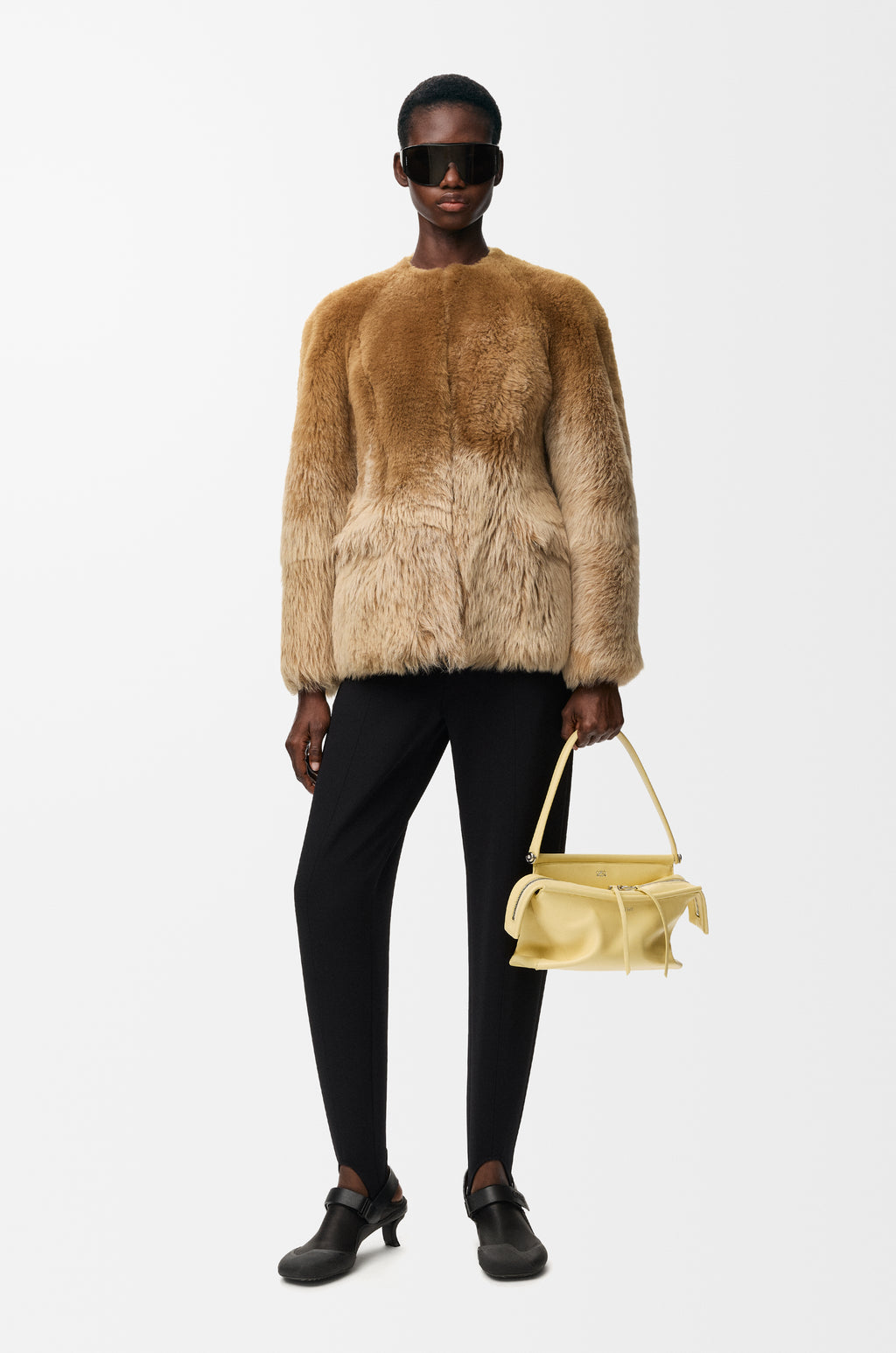 Veste en peau lainée - Camel