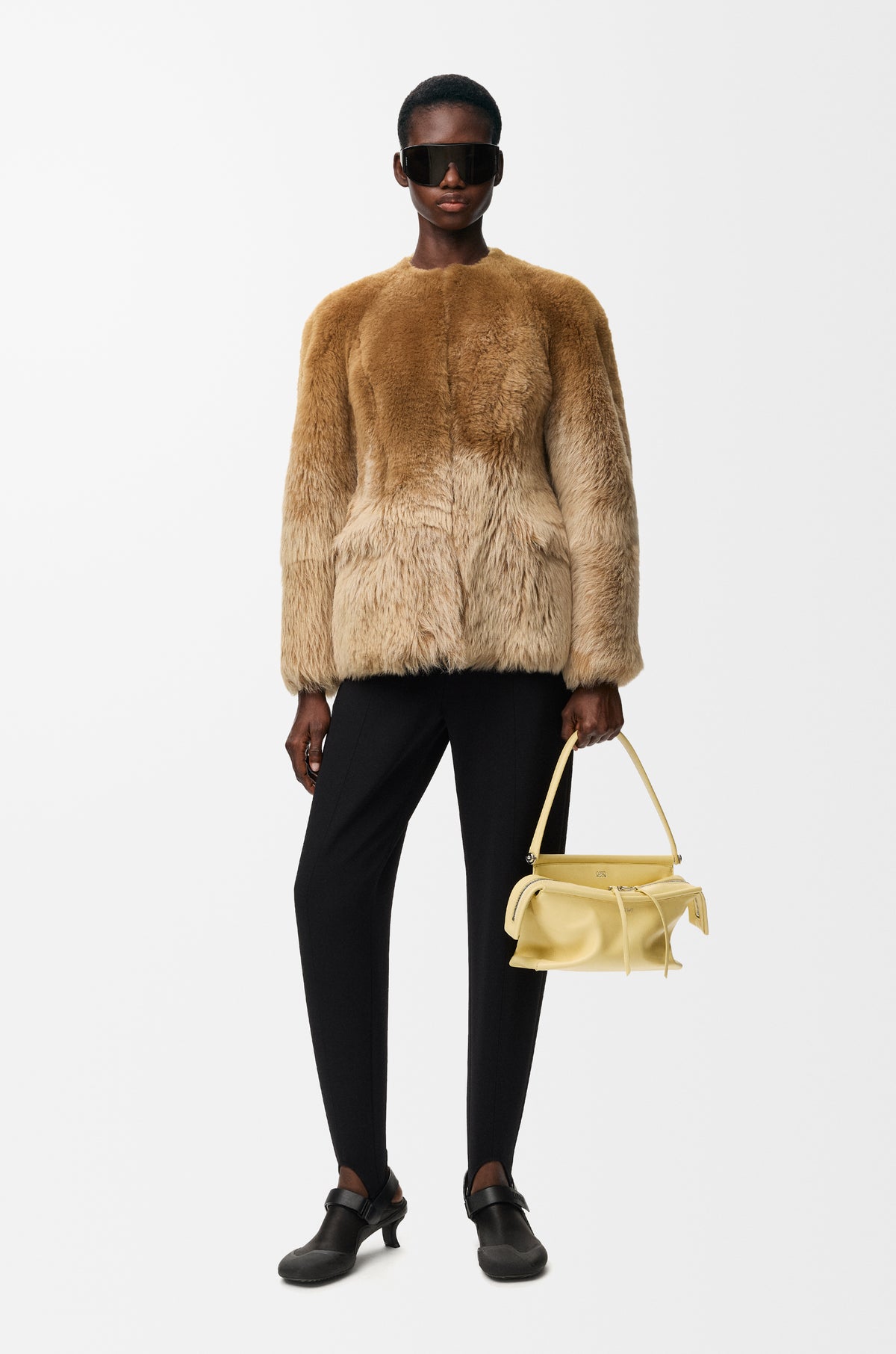 Veste en peau lainée - Camel