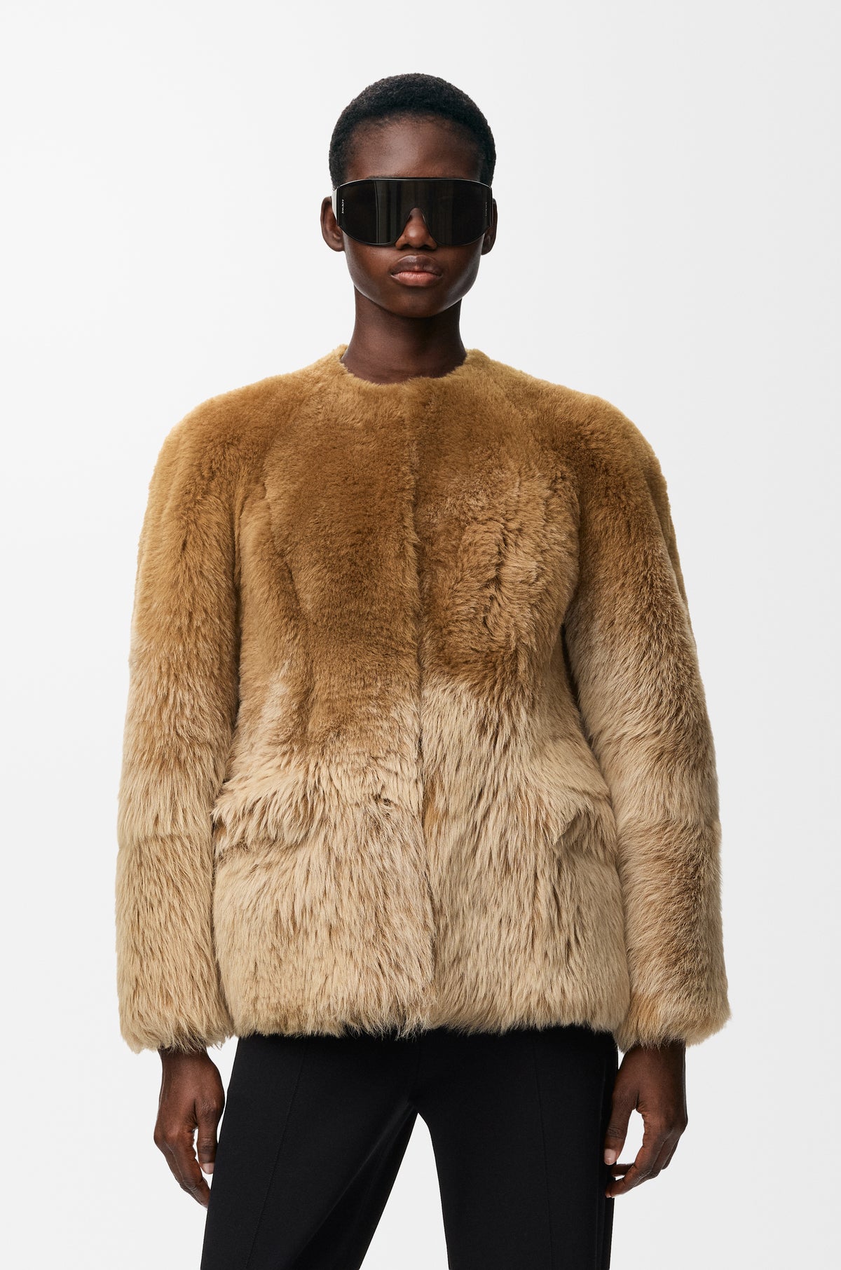 Veste en peau lainée - Camel