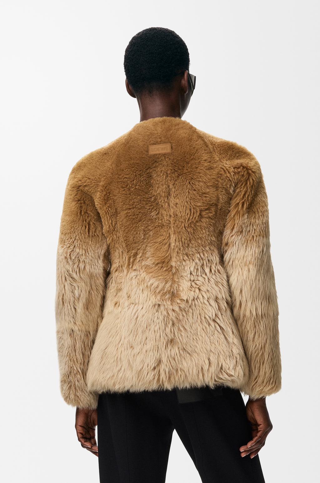 Veste en peau lainée - Camel