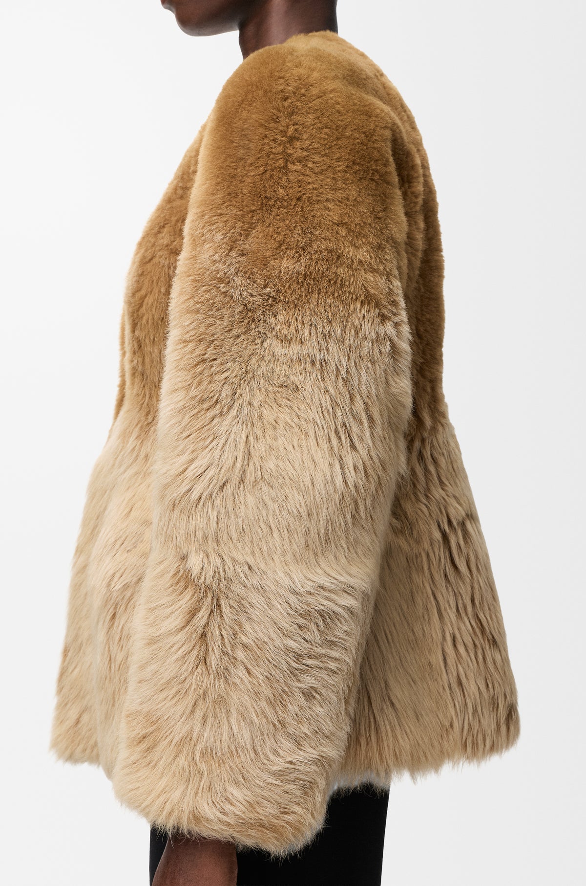 Veste en peau lainée - Camel