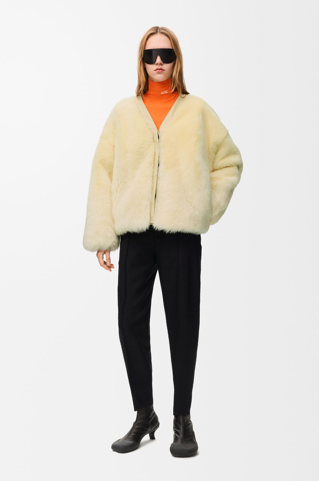 Cardigan en peau lainée - Jaune clair